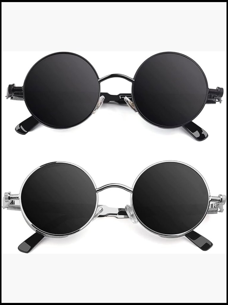 Retro Steampunk Round Polarized Sunglasses Uv400 Protection Circle Metal Frame